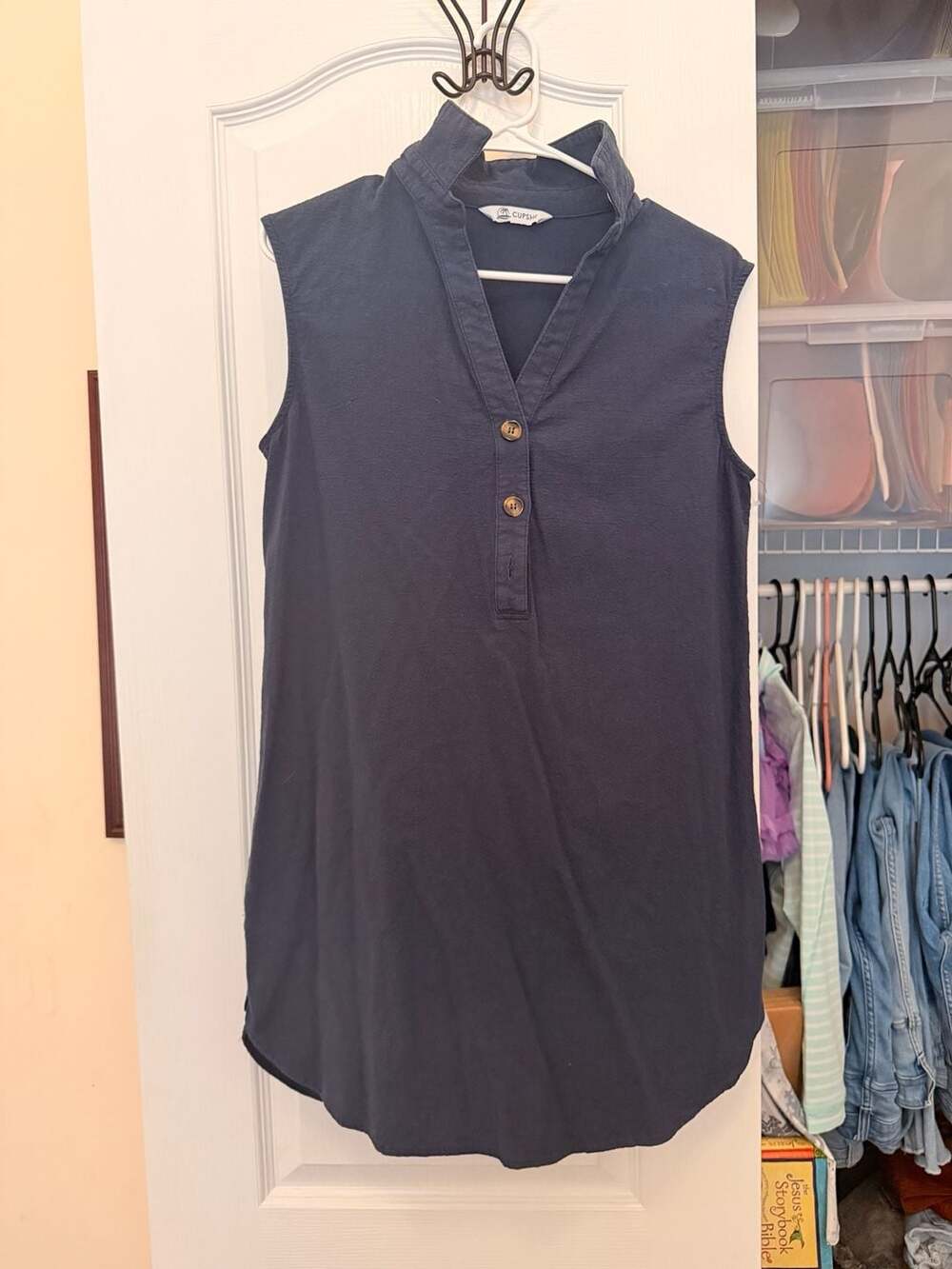 Cupshe Sleeveless V-Neck Mini Dress Size S Navy Blue Beach Cover Up